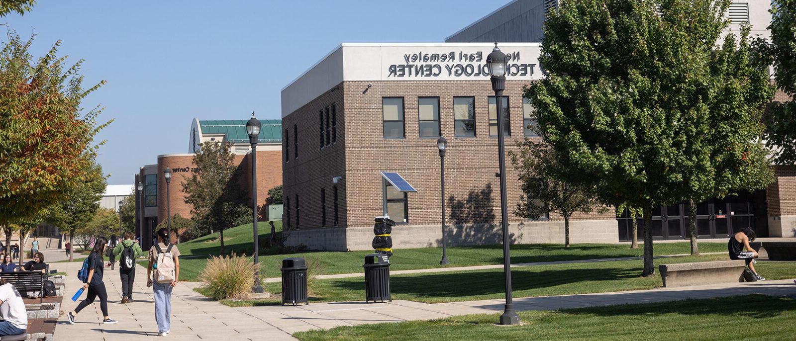 Students walking on campus